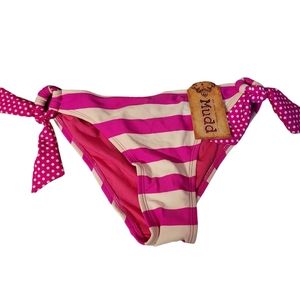 *Sale*NWT Mudd Bikini Bottom Size XS Pink and White Polka-dot Side Bows Swimsuit
